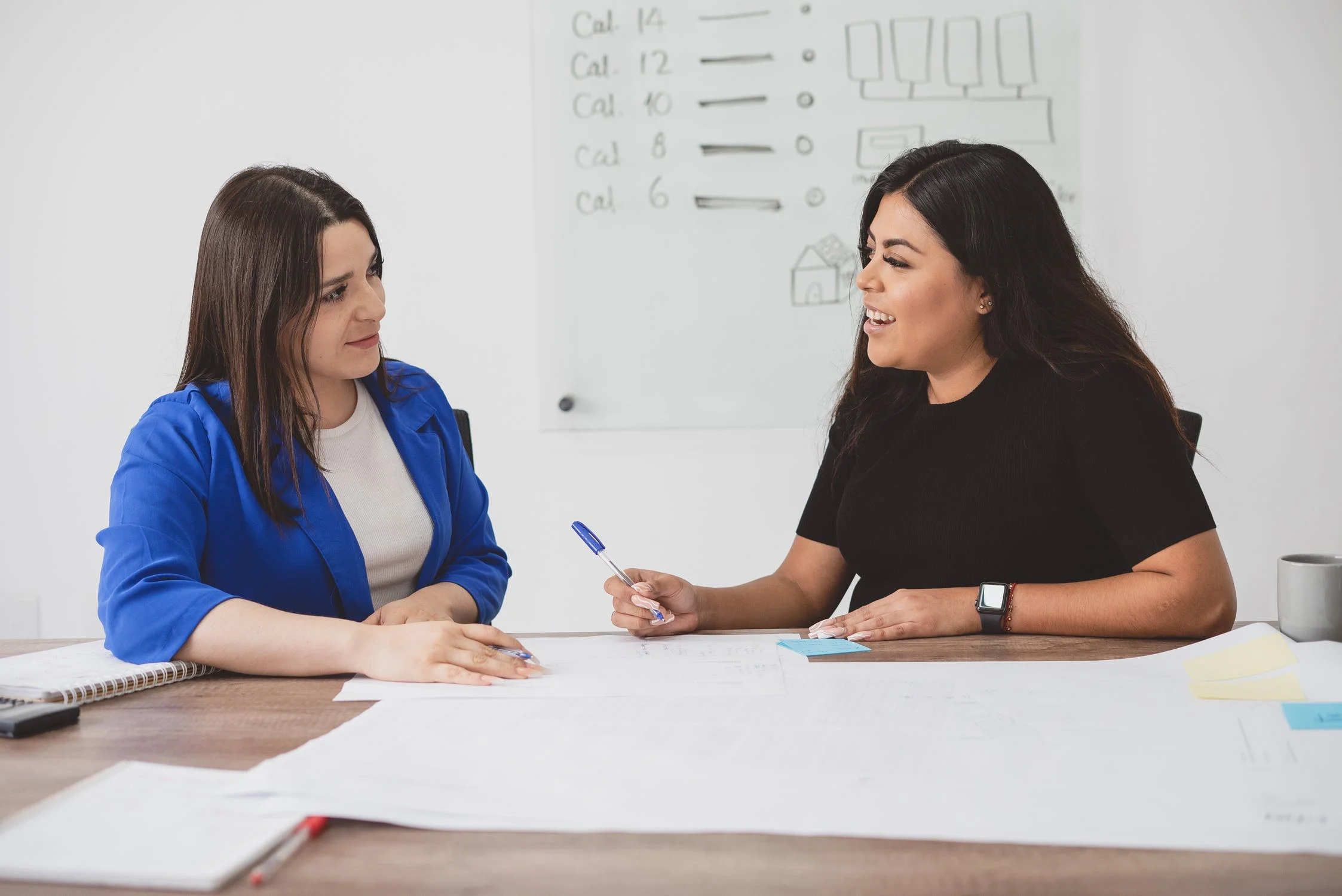 two professionals in a meeting
